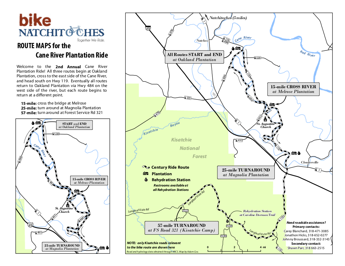 Cane River Plantation Ride Map