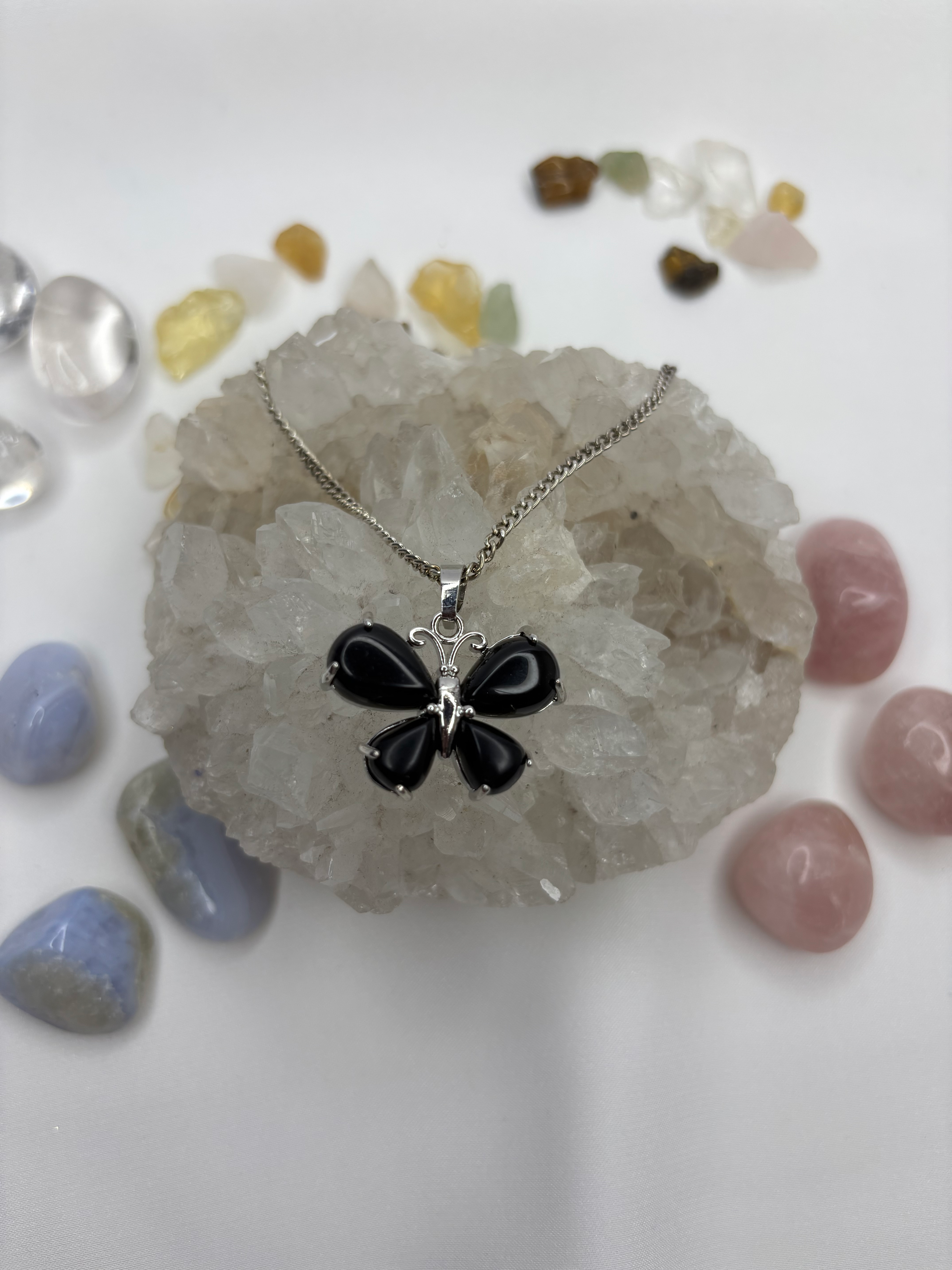 Black obsidian - Butterfly Pendant