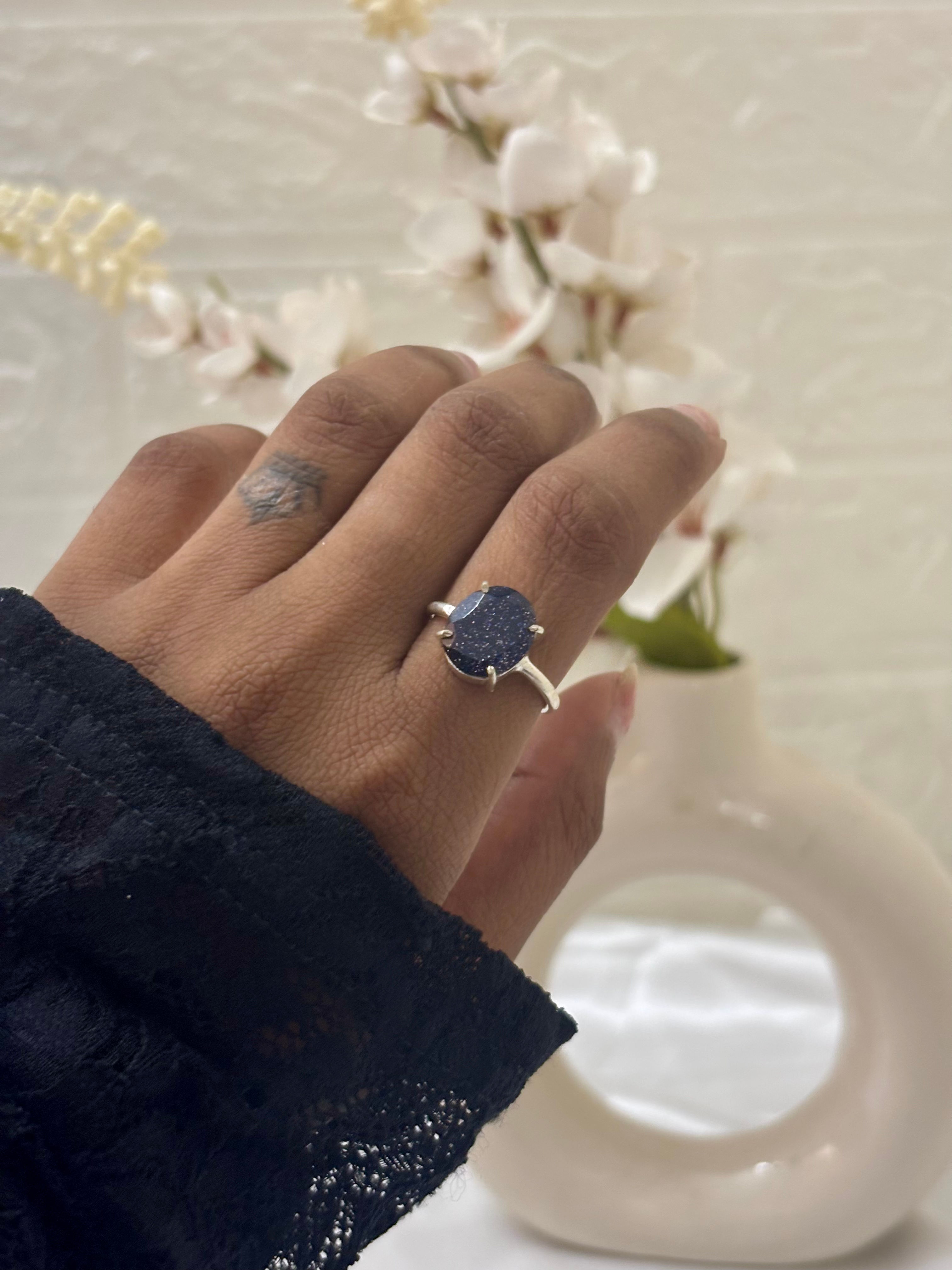 Blue Goldstone Ring