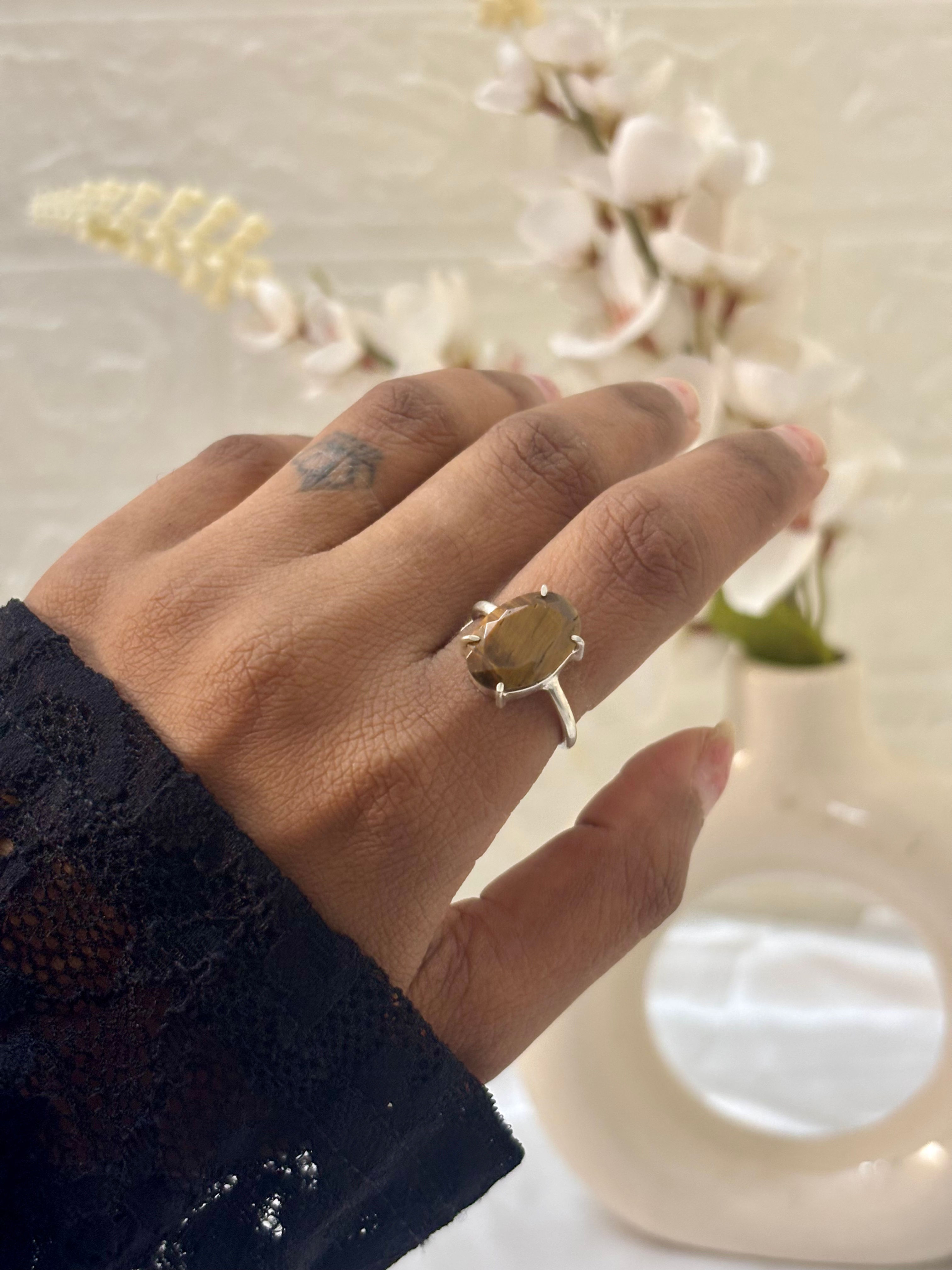 Tiger Eye Gem Cut Ring