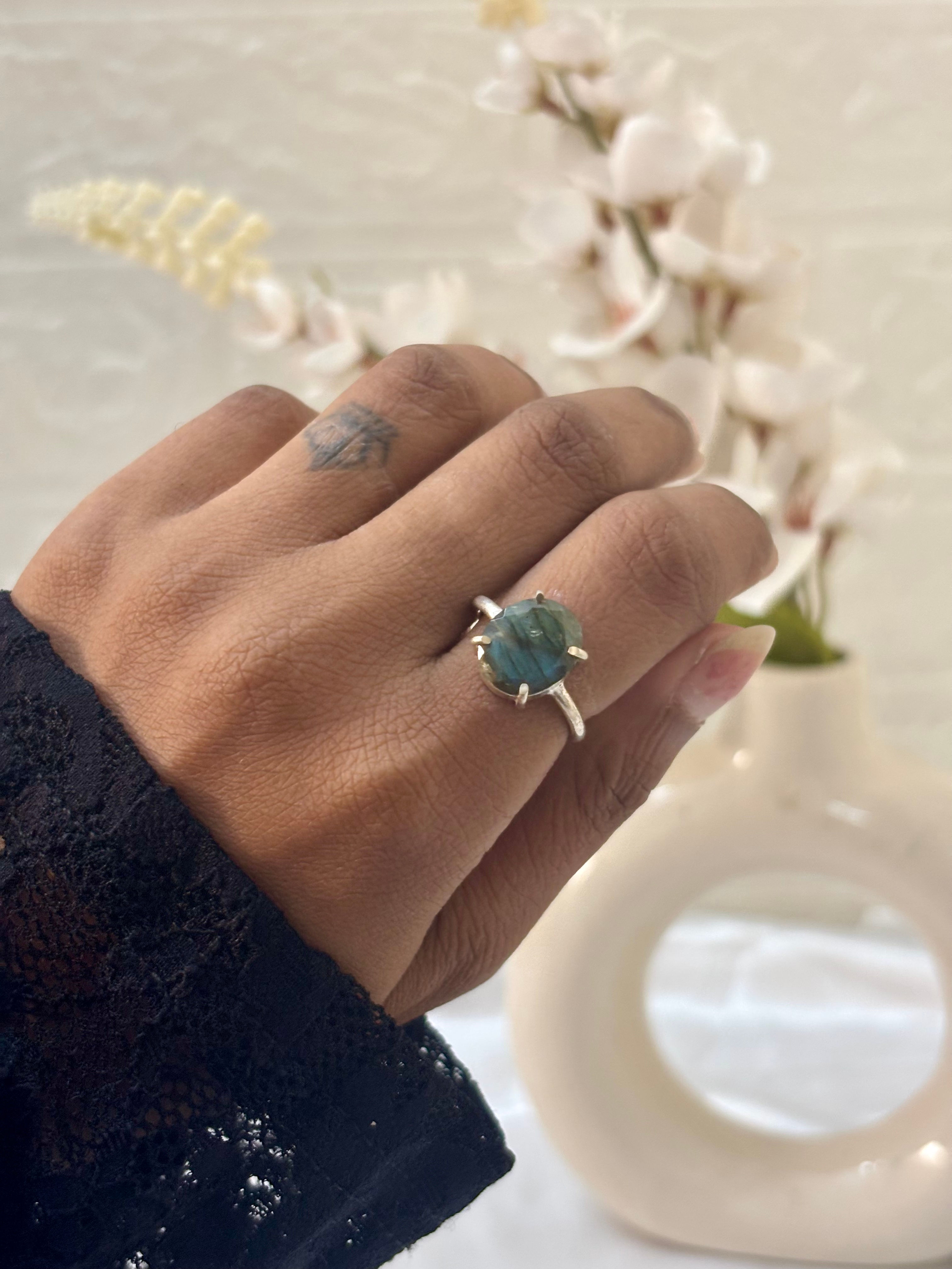 Labradorite Gem Cut Ring
