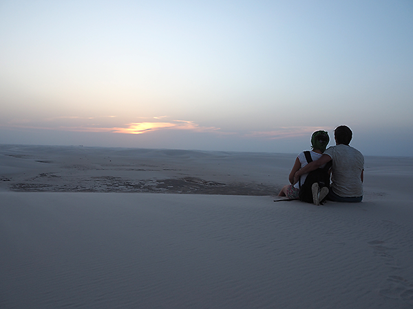 The sunset in the desert