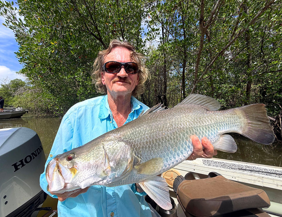 Tim Pel from North Qld renewed his acquaintance with Territory barra on his second cast back here.