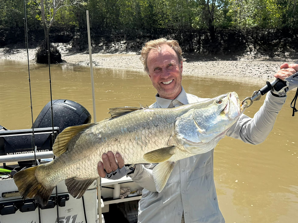  Tom Offerman visited Arnhem Land Barramundi Lodge and caught his PB 97cm barra.