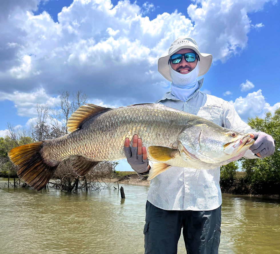 Barra Lodge regular, Doug Blockey, did it again when he caught this terrific 97cm barra.