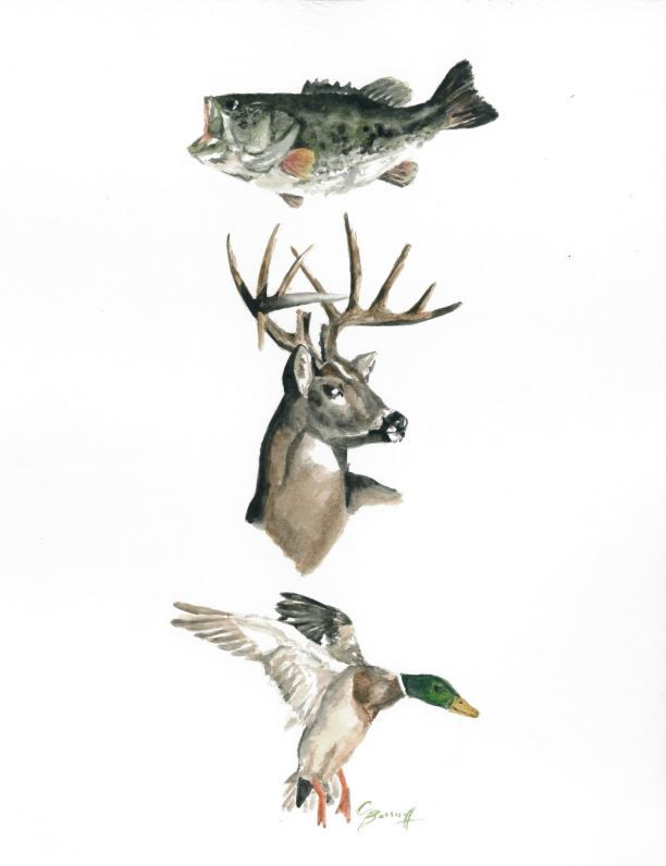 Hunting watercolor print