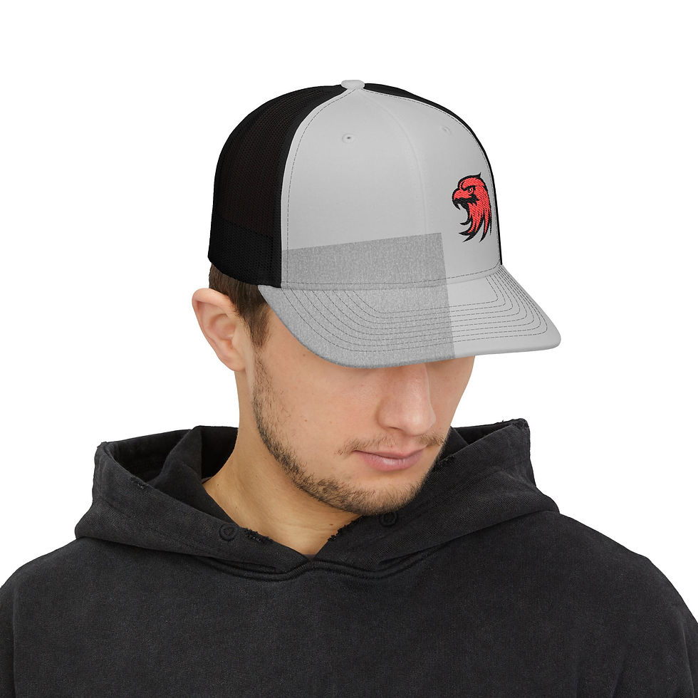Thumbnail: Embroidered Red Hawks Trucker Cap — Snapback Mesh Hat