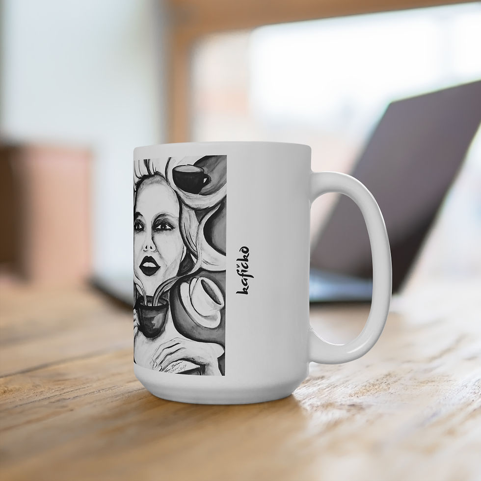 Thumbnail: COFFEE, Ceramic mug with author's motif - Art print/Eva Beruna Zítková