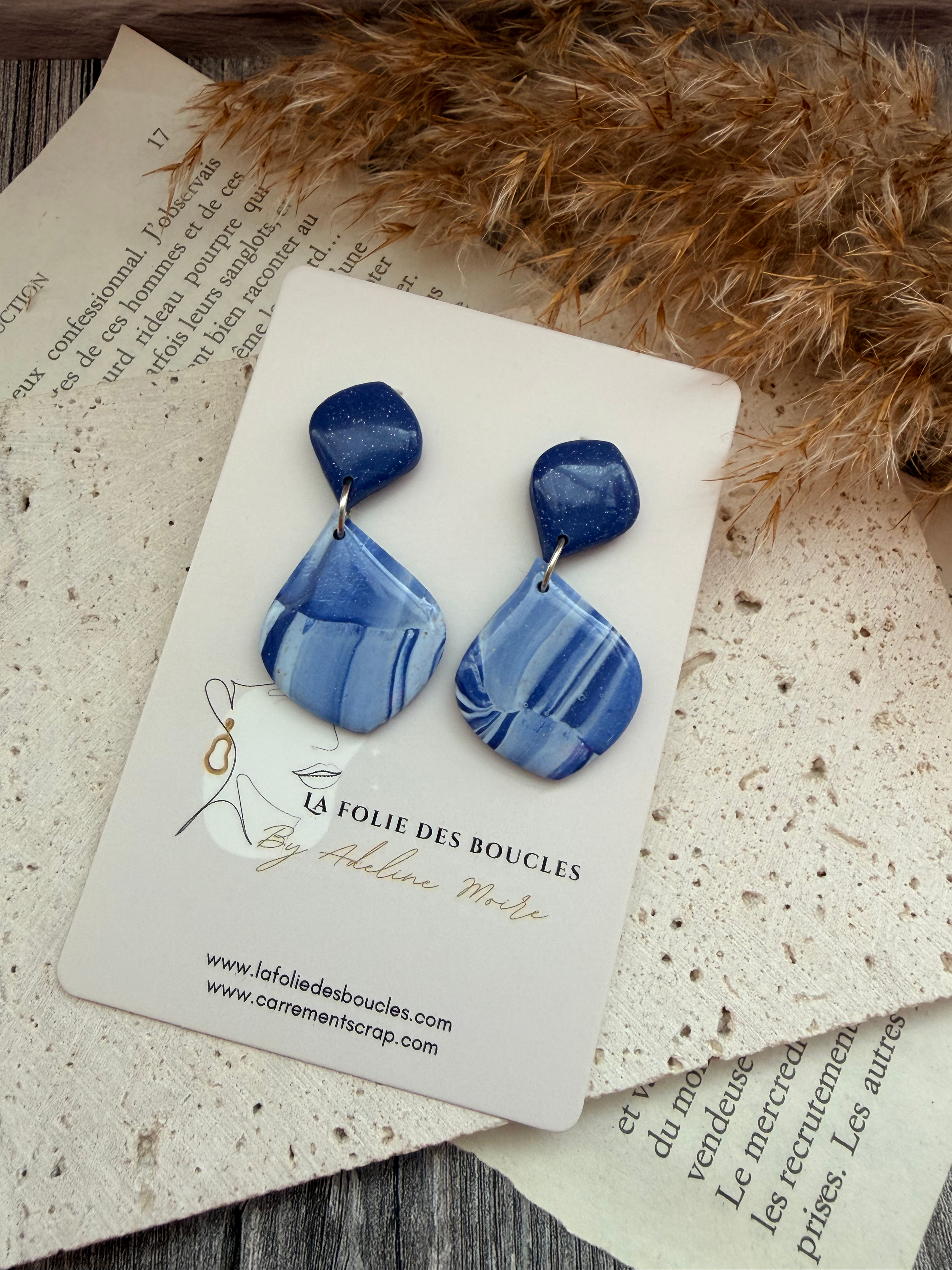 💧✨ Boucles d’oreilles pendantes gouttes – Bijoux artisanaux fait main ✨💧