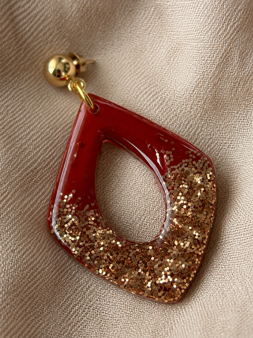 Miniature : Éclat Grenat – Boucles d’oreilles rouges et dorées