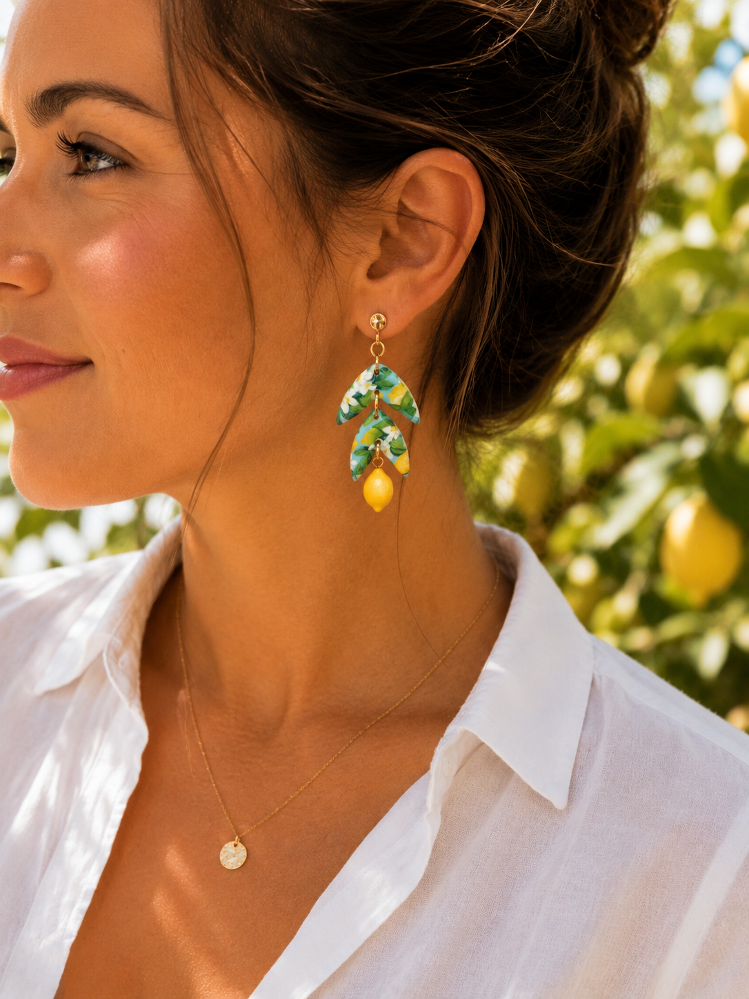 🍋 Brise de Citronniers – Boucles d'oreilles artisanales en pâte polymère