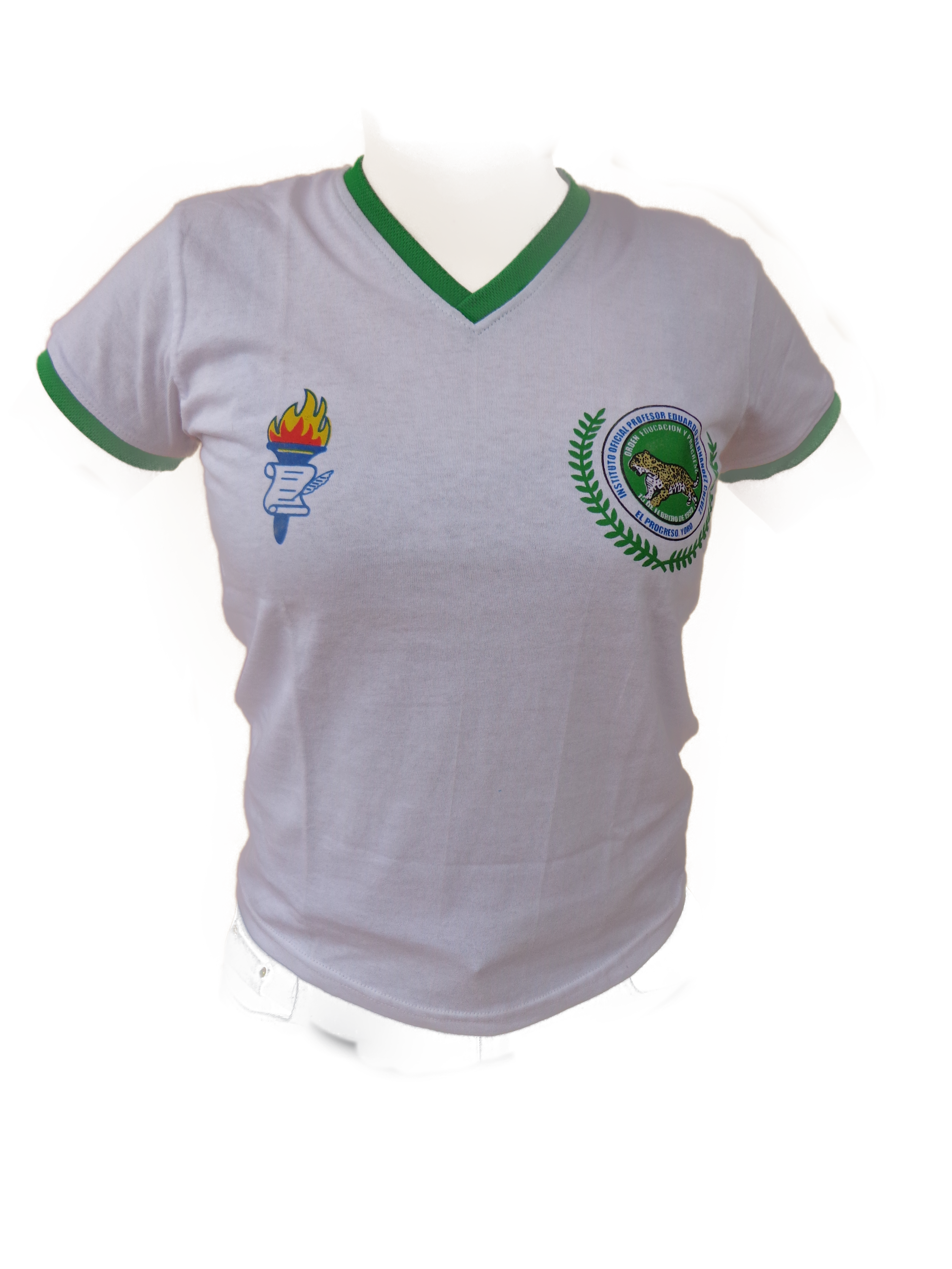 Camiseta Escolar Tipo Cuello V / Mujer