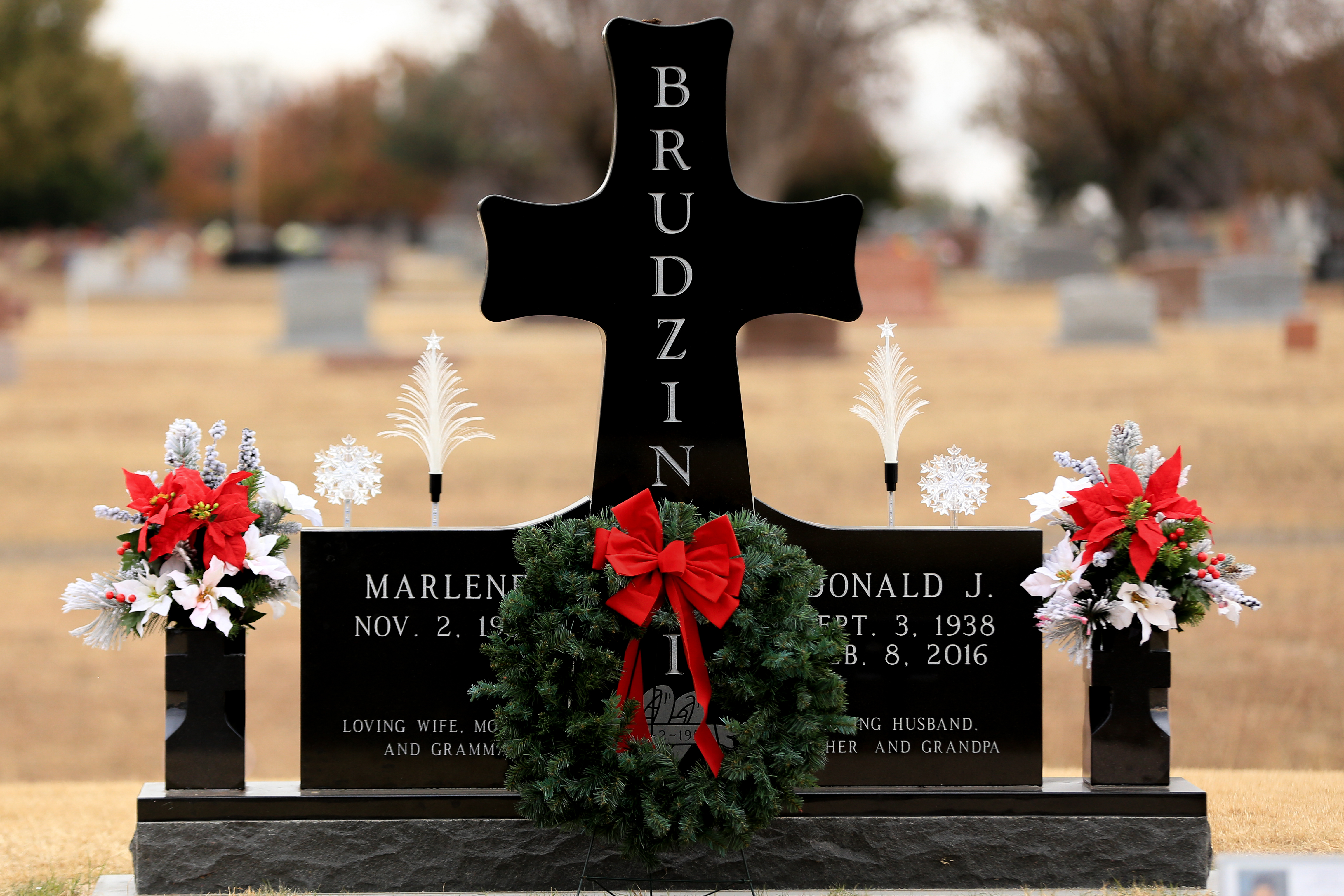 black granite cross headstone