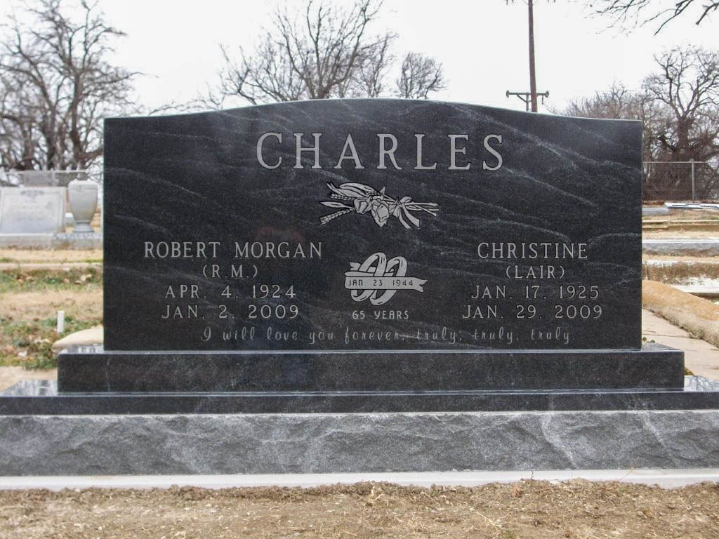 black granite tombstone