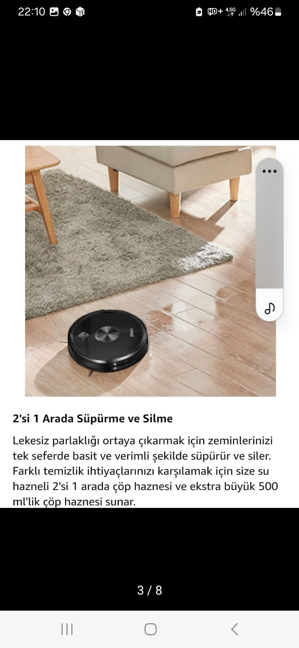 Küçük resim: Ultenic D5s Pro Vacuum&Mop Robot Süpürge