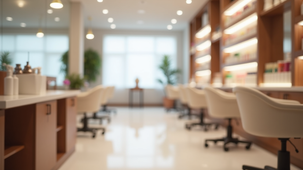 Eye-level view of a clean and modern nail salon interior