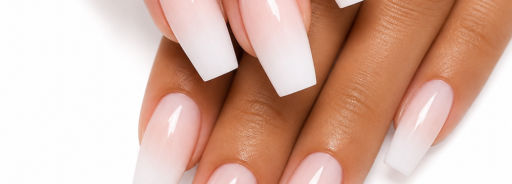 nail technician cleaning a finger nail
