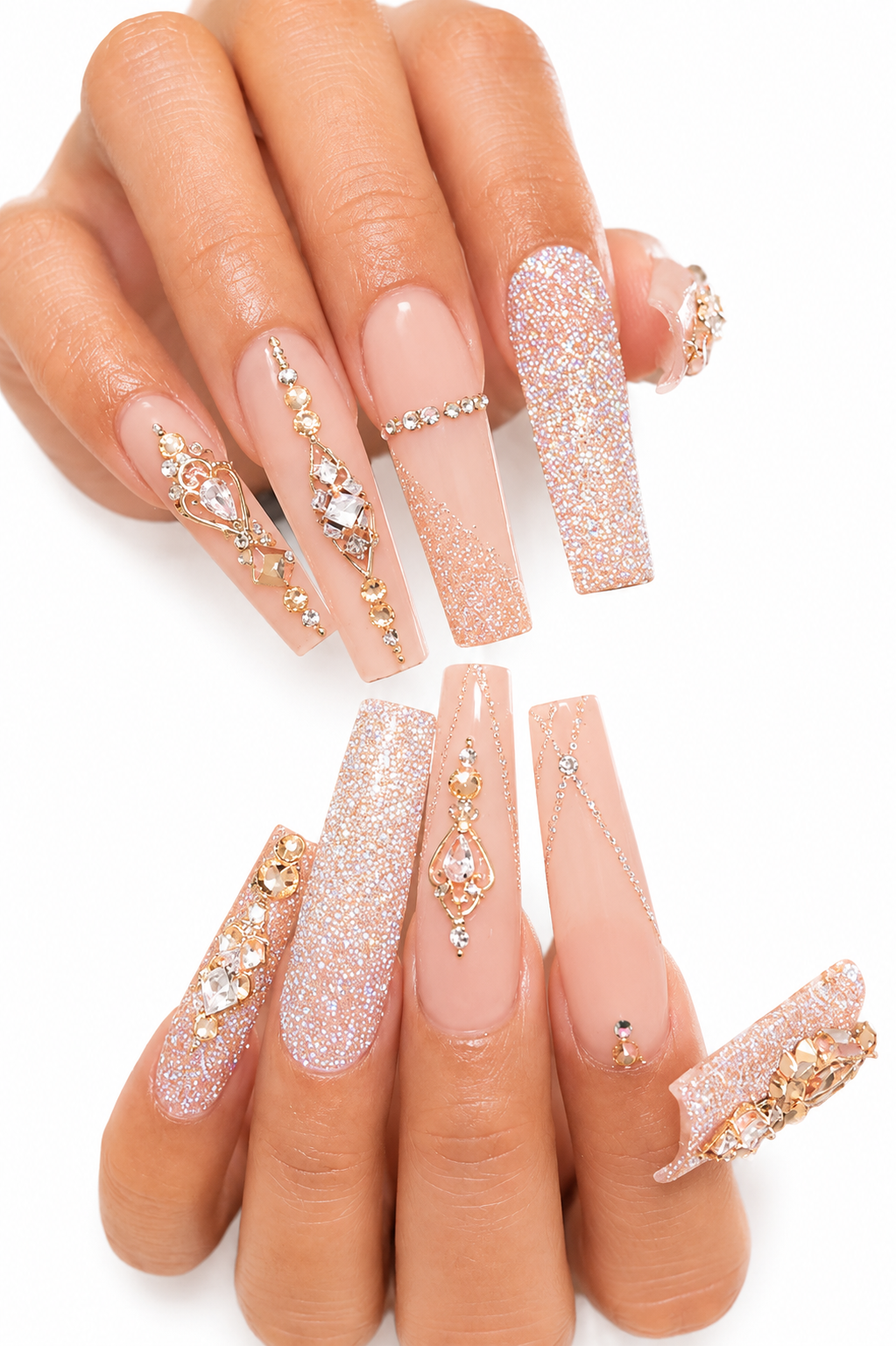 Acrylic nails on three different customers