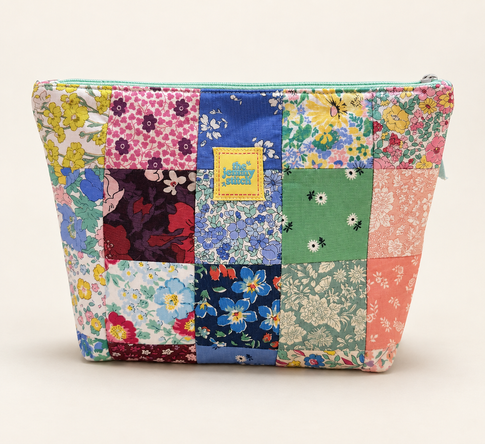 Navy Floral Liberty Medium Patchwork Pouch