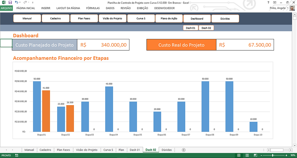 Miniatura: Planilha de Controle de Projeto com Curva S V2.000