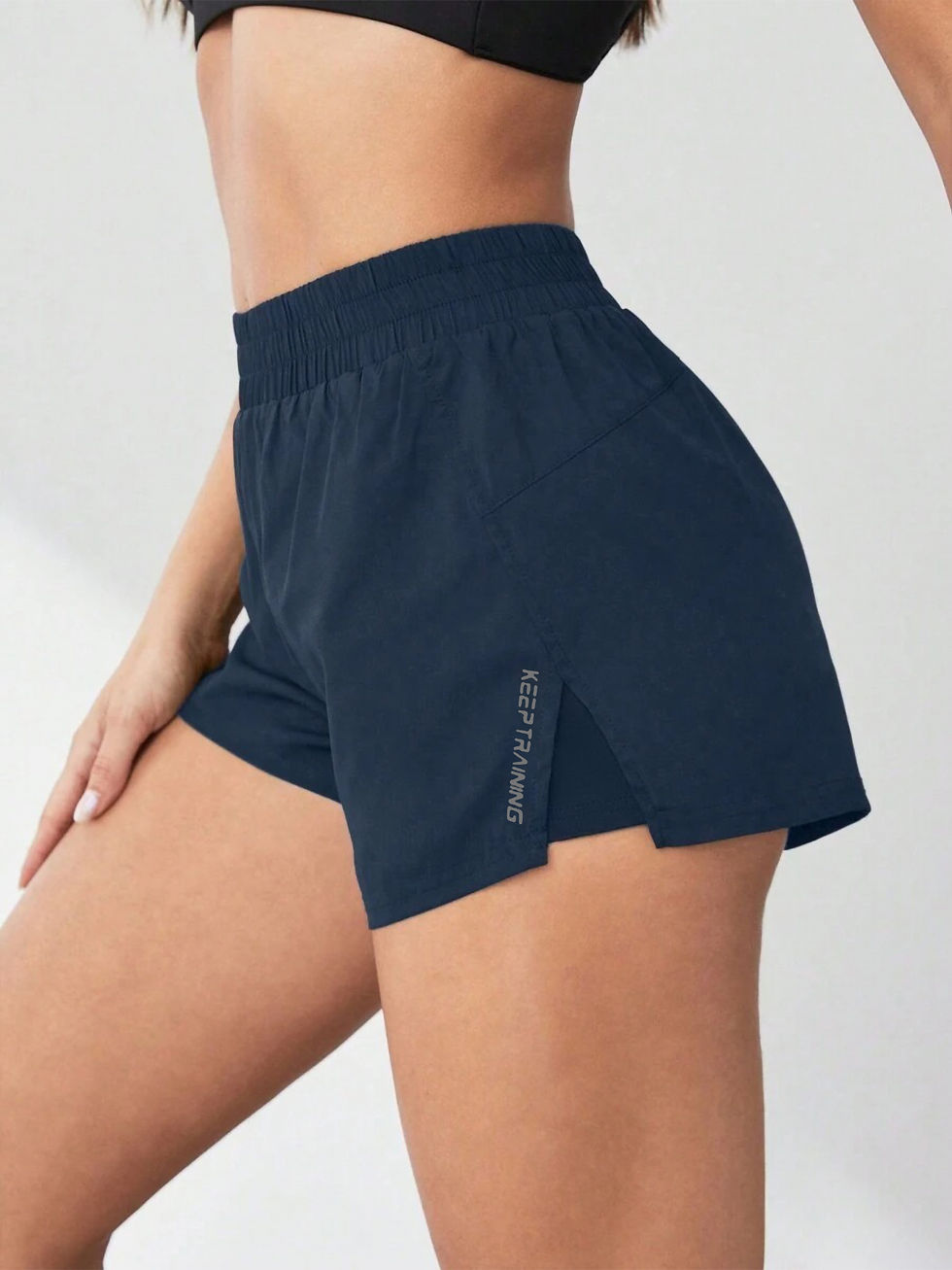 Miniatura: Shorts curto, de duas peças anti-exposição, feminino, esportivo.