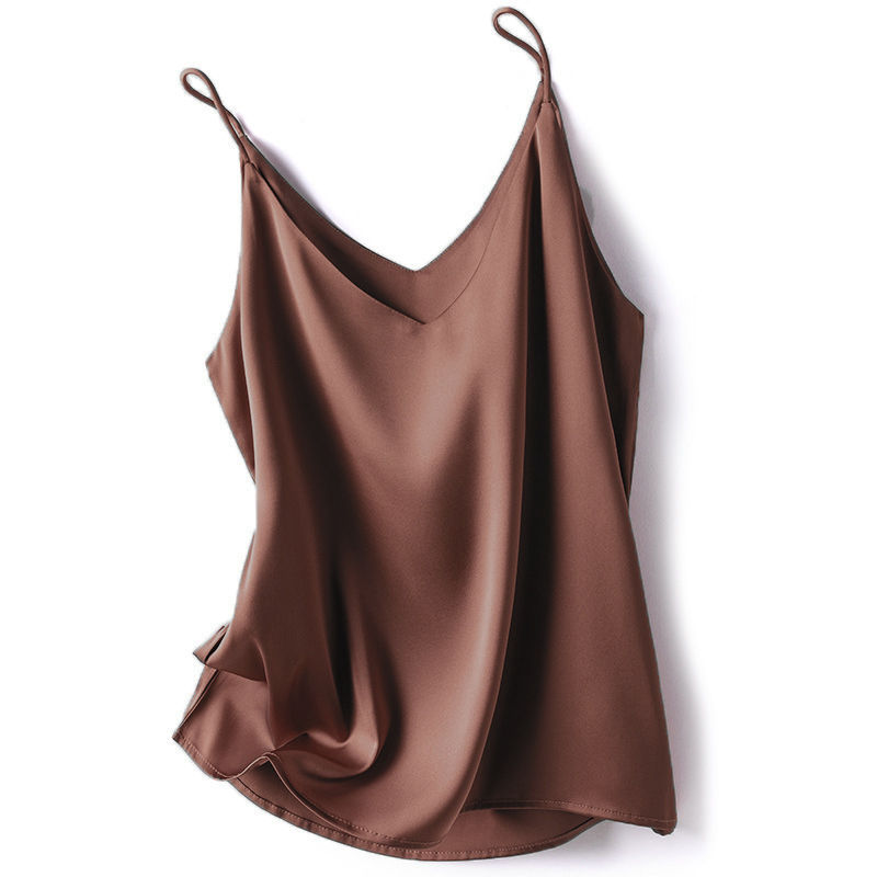 Regata feminina top, sem mangas, slim, chiffon