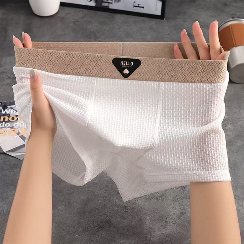 Miniatura: Cuecas shorts masculinos, 4 pçs, seda gelo respirável.