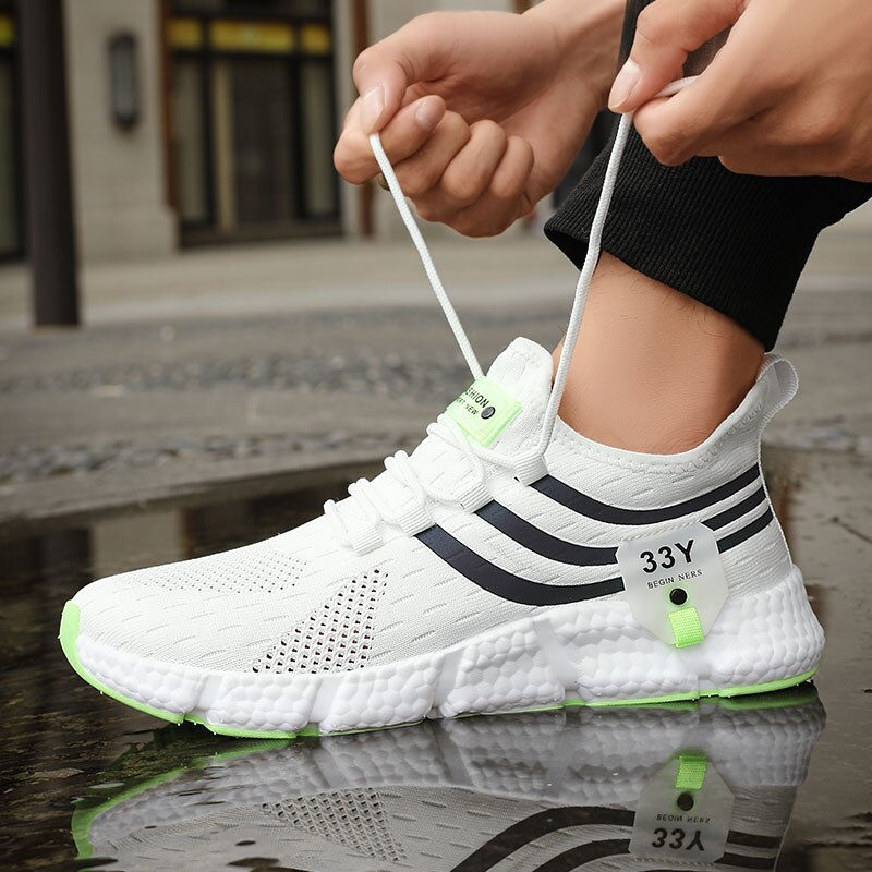 Miniatura: Homens sapatos esportivos casuais respirável tênis leves ao ar livre malha pre