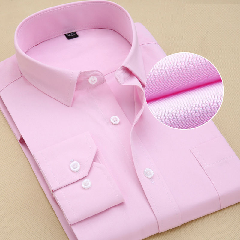 Camisas masculinas, manga longa, fina, ajuste sólido e micro listradas.