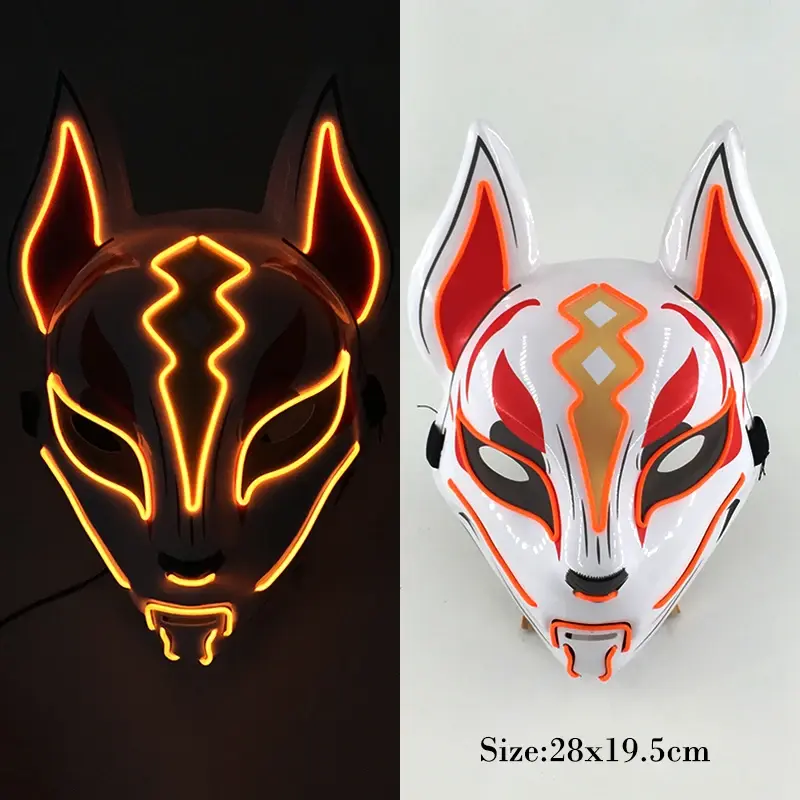 Thumbnail: New Arrival LED Luminous Cosplay Anime Mask Neon Light Up Fox Mask Halloween