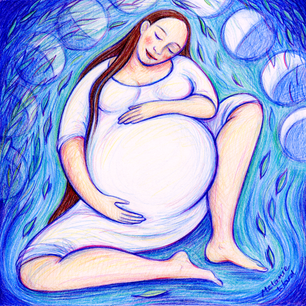 Pregnant Woman and Nine Moons