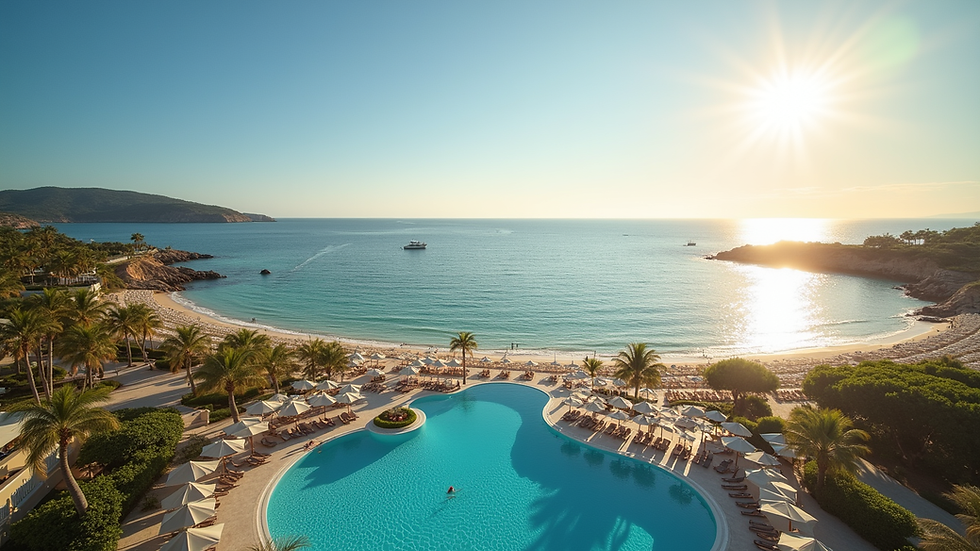 Vue panoramique d’un resort Club Med en bord de mer
