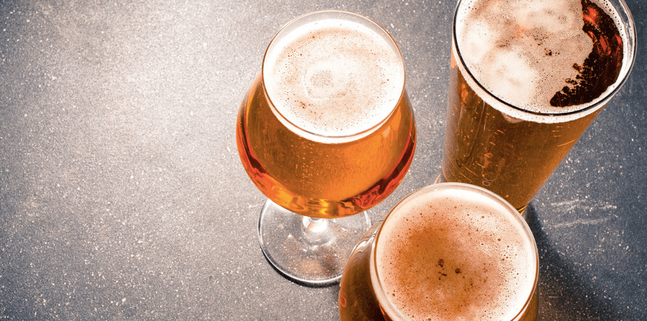 craft lager beers on slate table