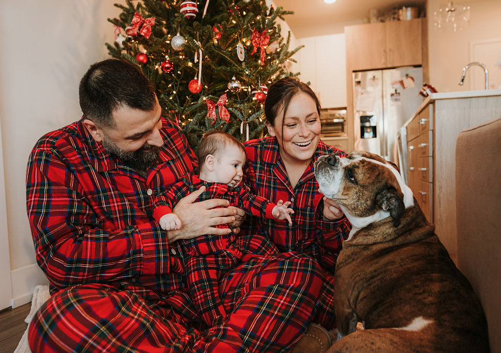 a family celebrate Christmas morning in Wilmington, Delaware