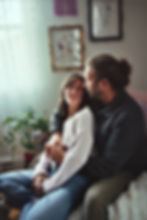 A couple embraces druing a 35mm film session with a Philadelphia Film Photographer, Alexandra Duprey, specializing in family photography on 35mm film.