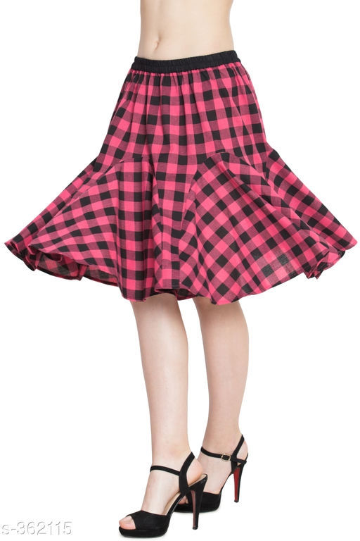 Thumbnail: LADIES CHECKERED COTTON GORED SKIRTS