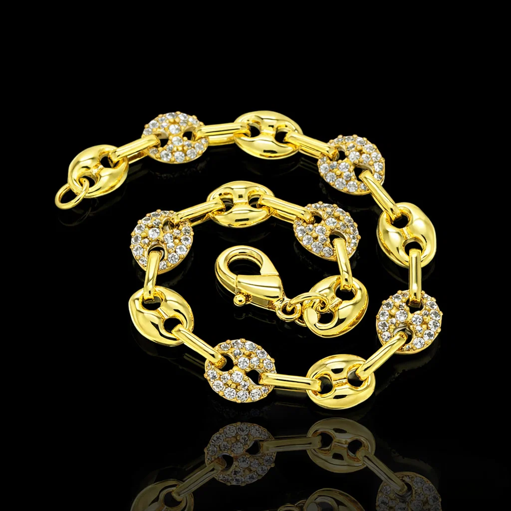 Pavé Mariner Puff Anklet Bracelet d’Or