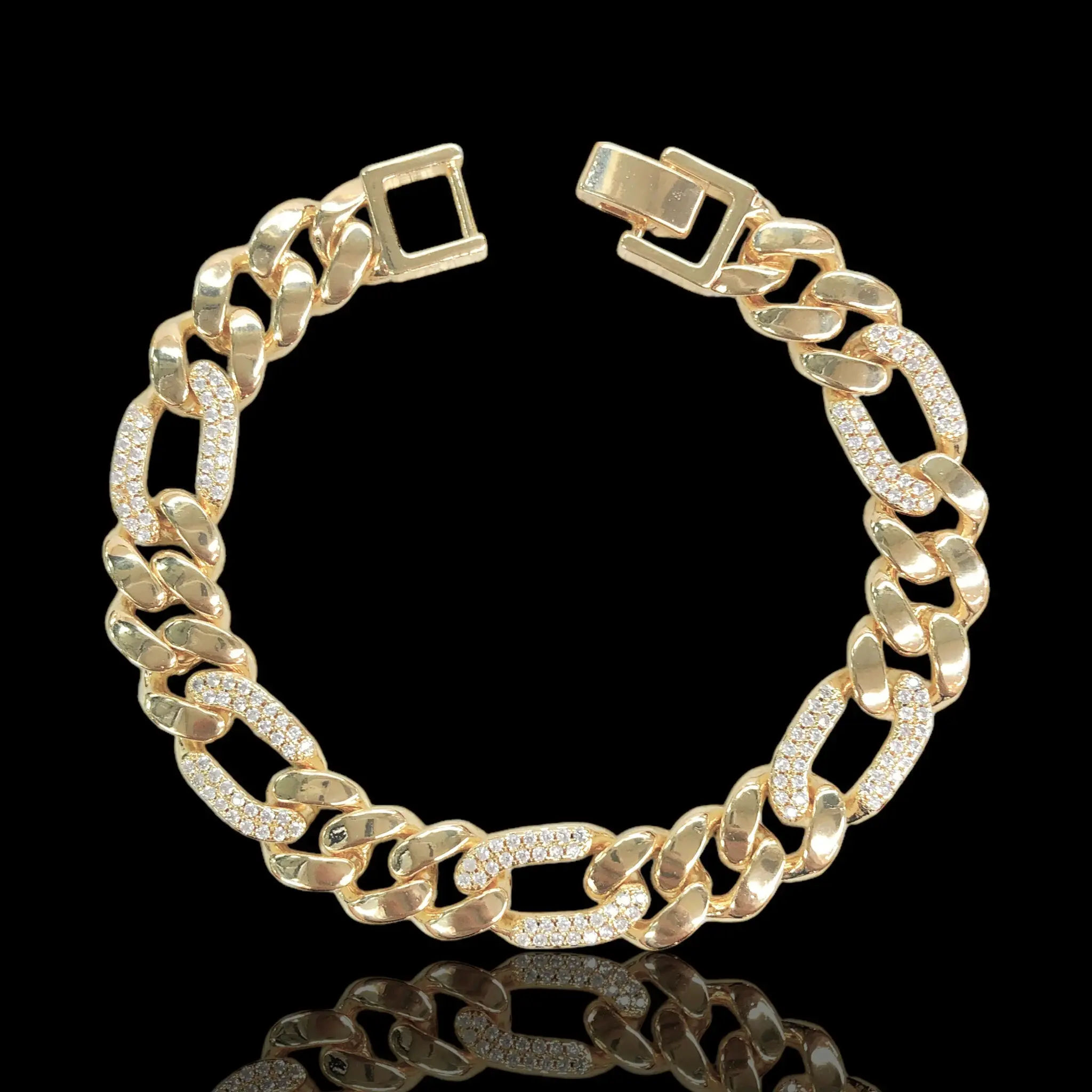 CZ Classy Figaro Link Bracelet gold-filled jewelry from Felay brand 