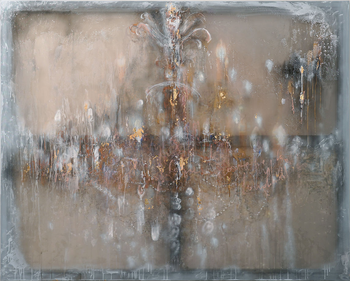 Jeehui Hong, CHANDELIER 25-5, 2025, Mixed media on canvas, 130.2 x 162.7 cm