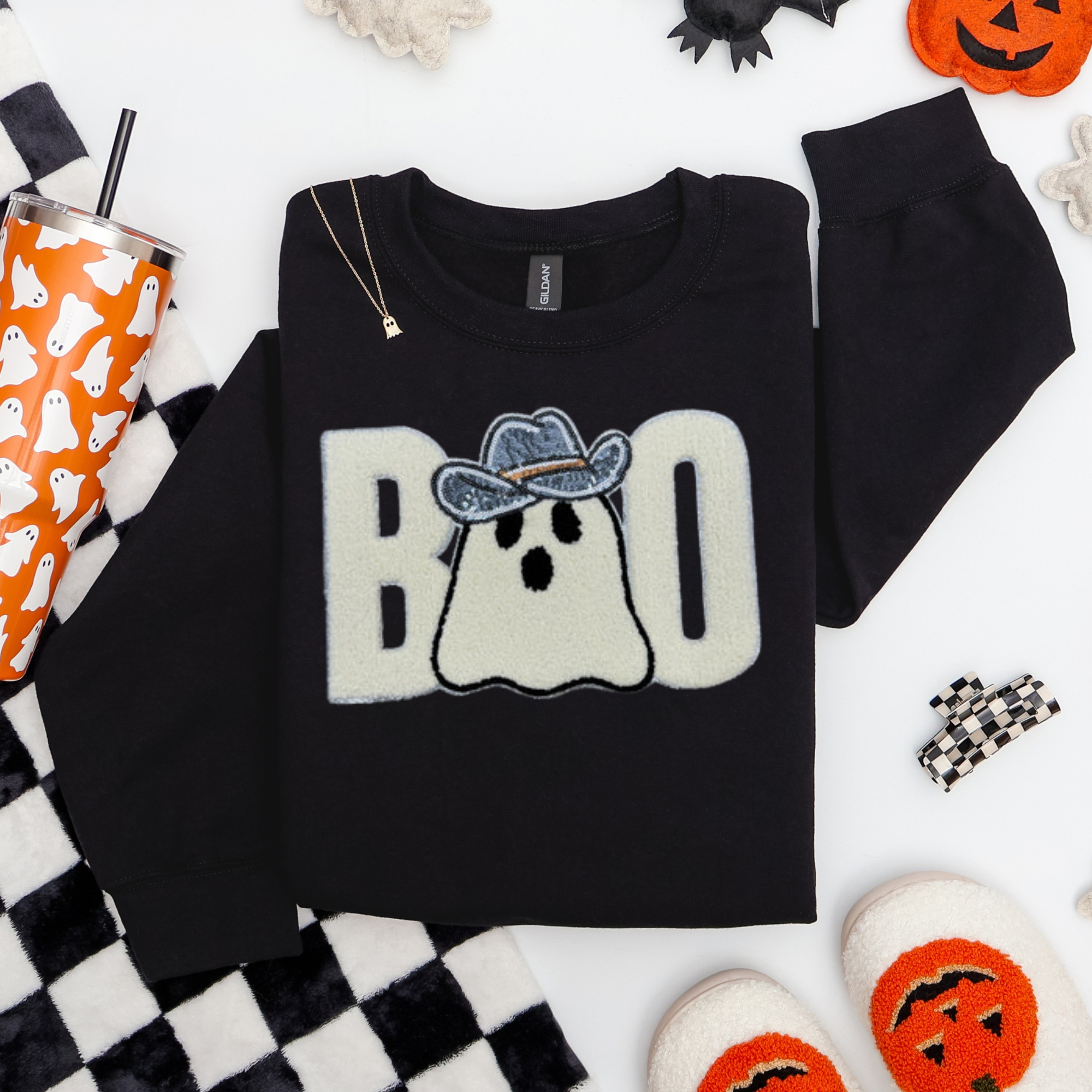 Boo Cowboy Ghost Chenille Sweatshirt