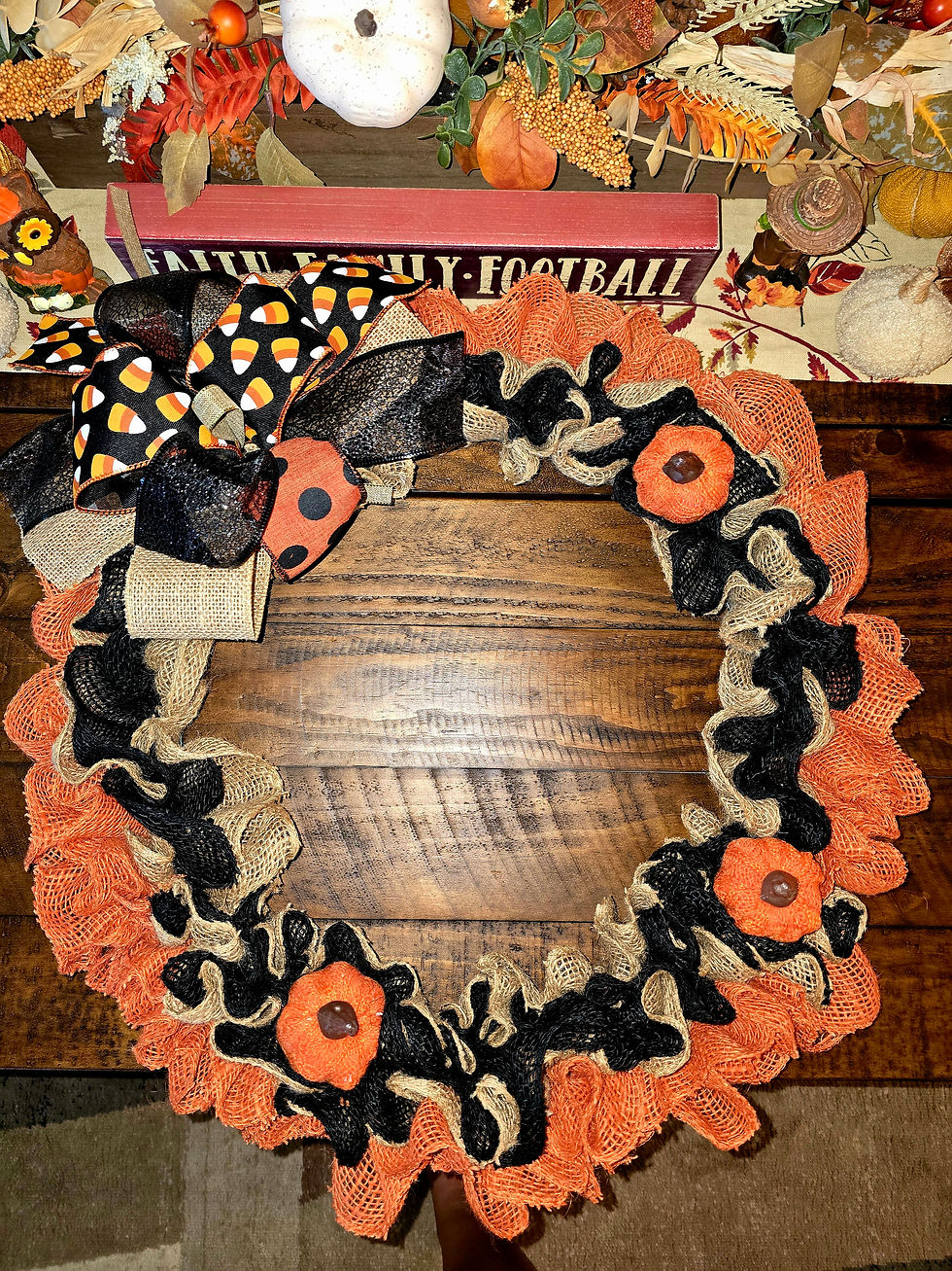Thumbnail: Fall themed burlap wreath 
