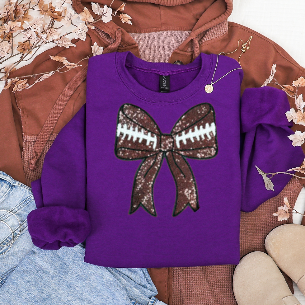Thumbnail: Football Bow Sequin Chenille Sweatshirt