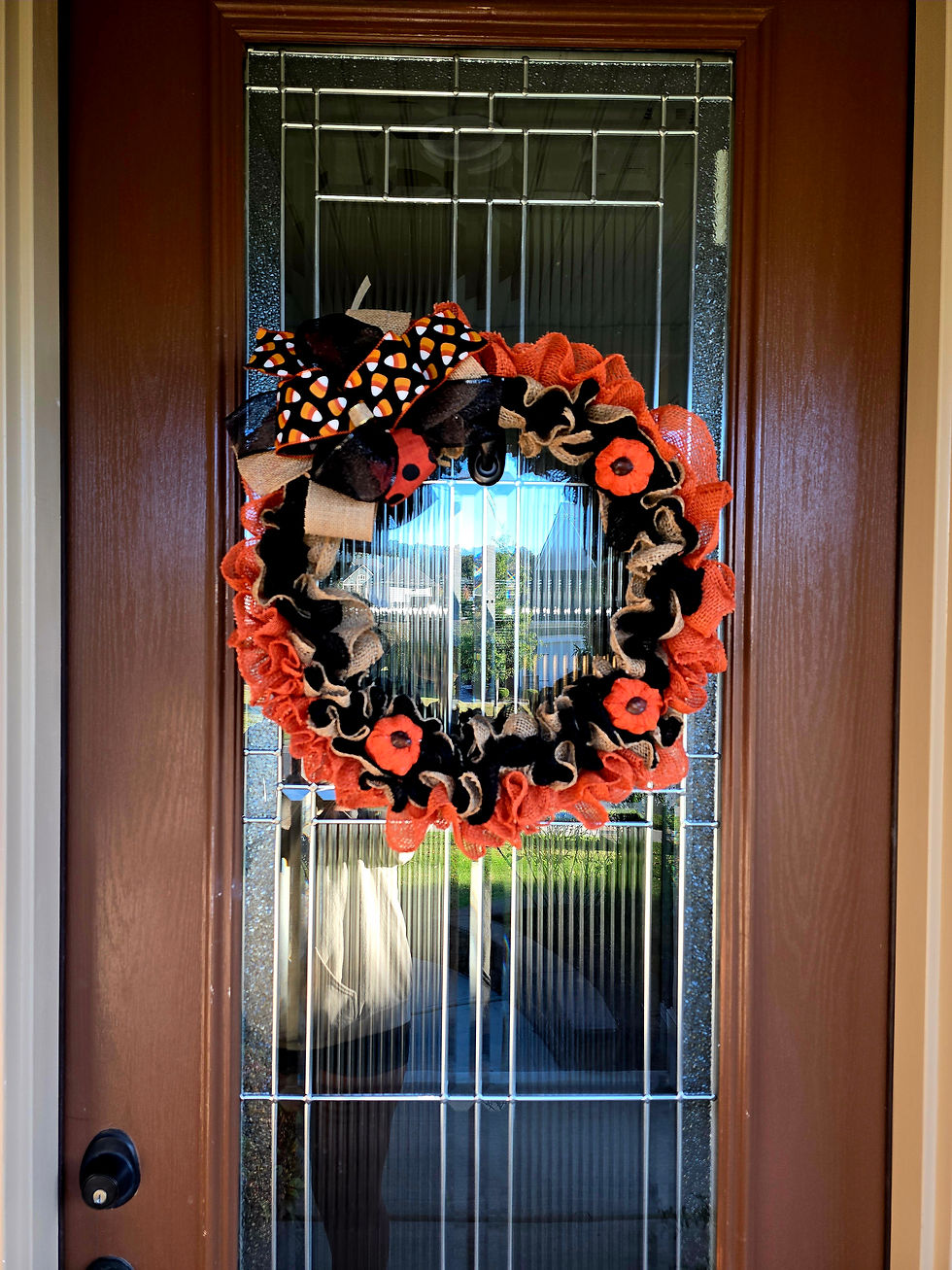 Thumbnail: Fall themed burlap wreath 