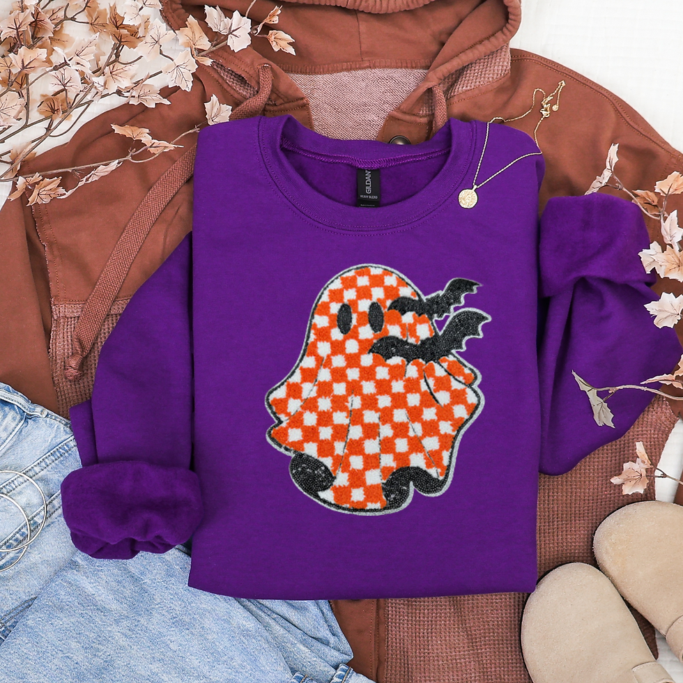 Thumbnail: Checkered Ghost Sequin Chenille Sweatshirt