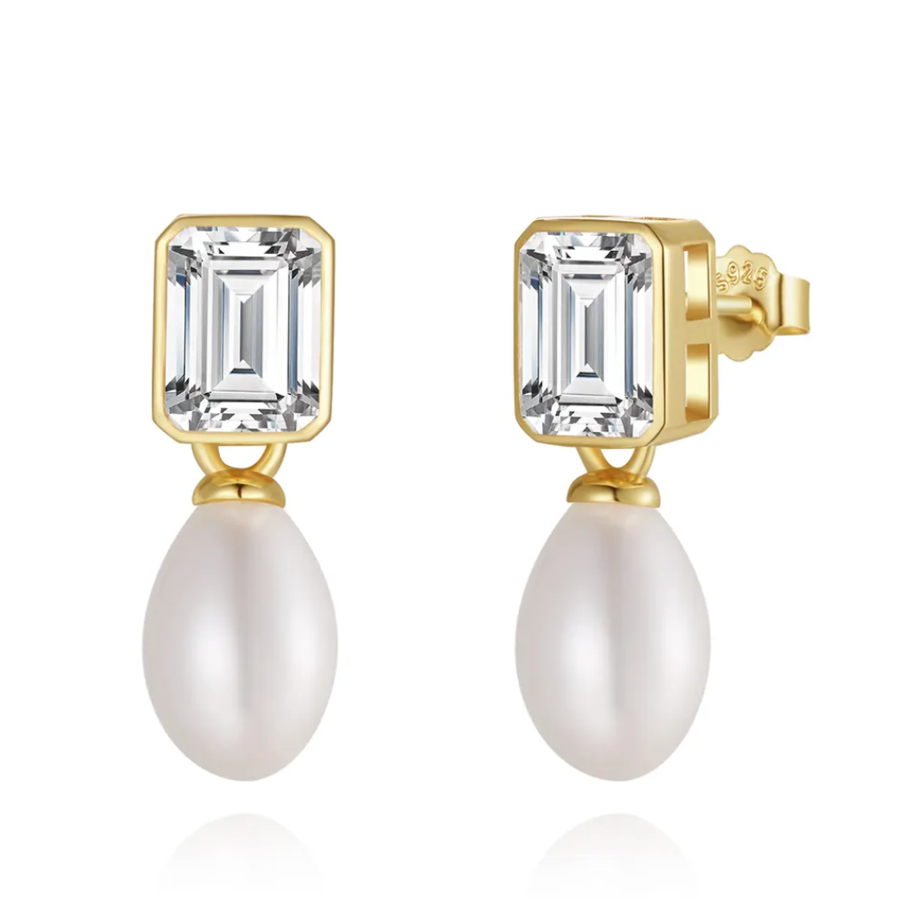 Gem Drop Pearl Earrings