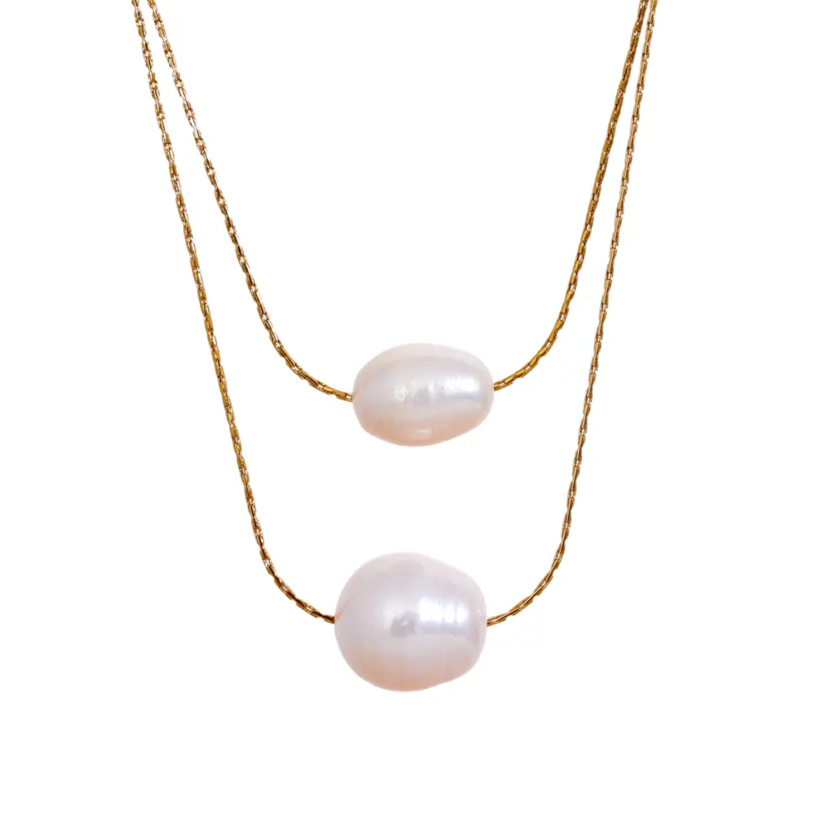 Double Solitaire Pearl Necklace