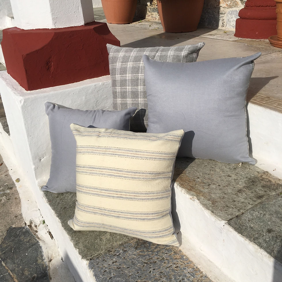 Thumbnail: GREY PLAID CASHMERE CUSHION