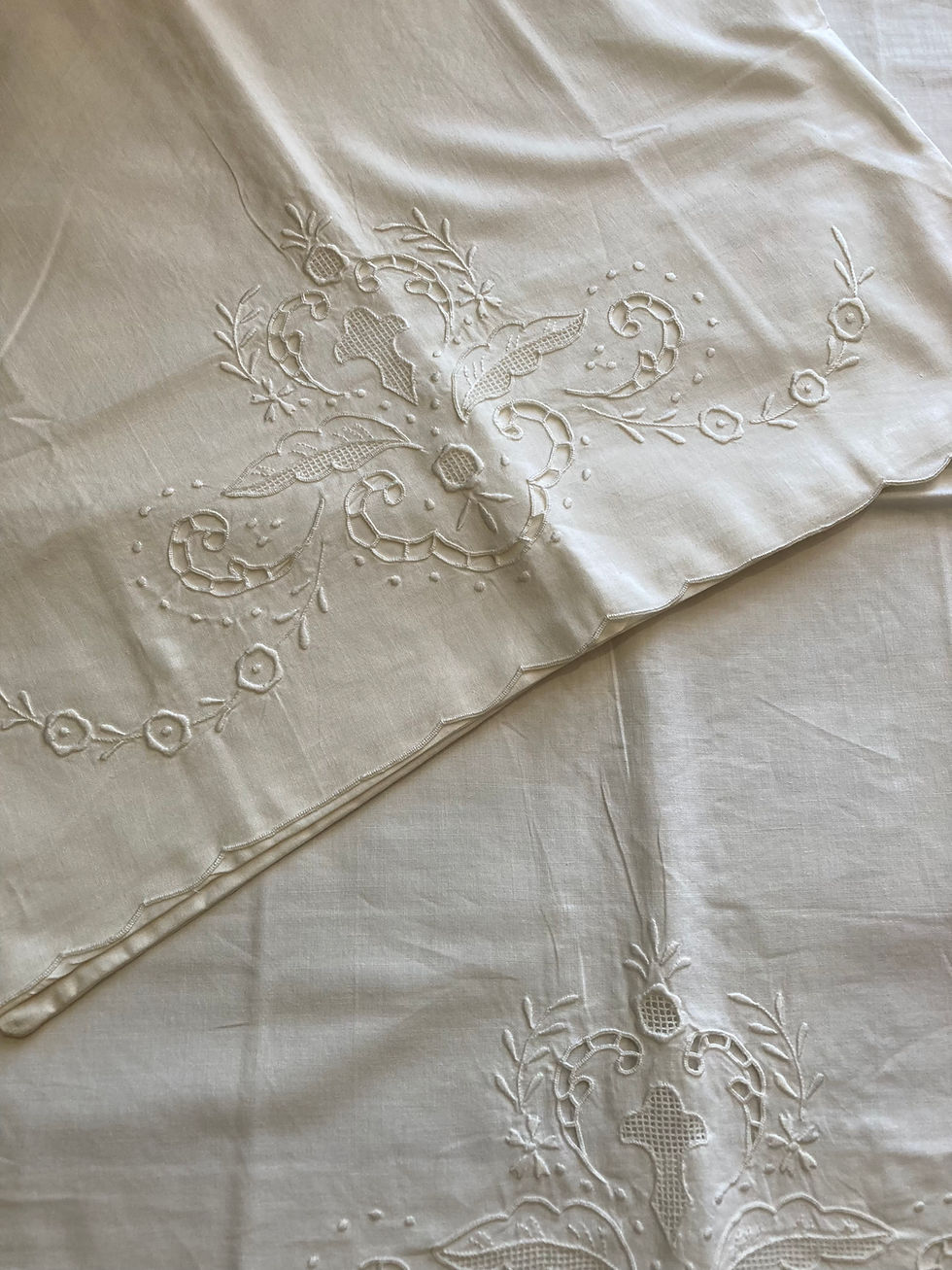 Thumbnail: PAIR OF VINTAGE WHITE COTTON PILLOWCASES