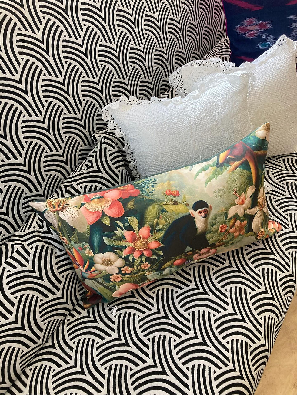 Thumbnail: LUXURIOUS ITALIAN COTTON JUNGLE PRINT LUMBAR CUSHION