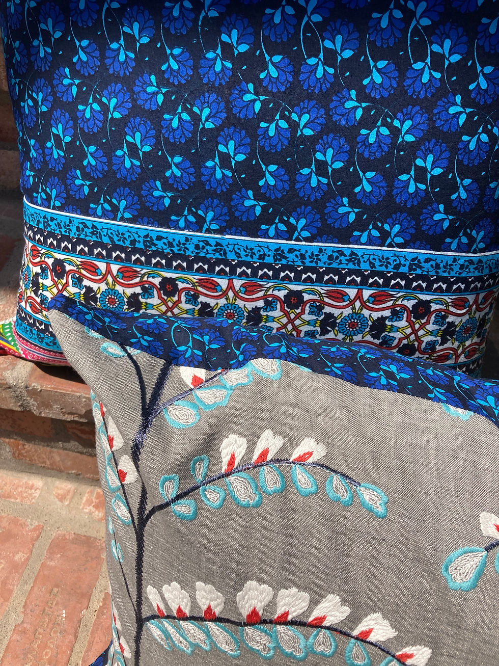 Thumbnail: HARLEQUIN EMBROIDERED TEAL CUSHION